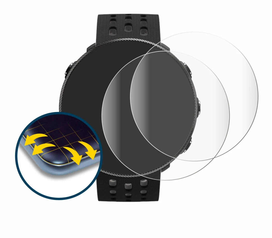 Imagen del dispositivo Polar Vantage M2 con una amplia variedad de protectores de pantalla.