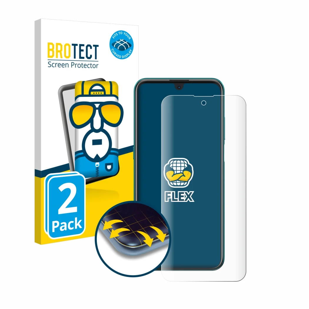 Parte frontal de un envase de producto con el logotipo de la marca BROTECT. Al lado se muestra el dispositivo Nokia X20 con su