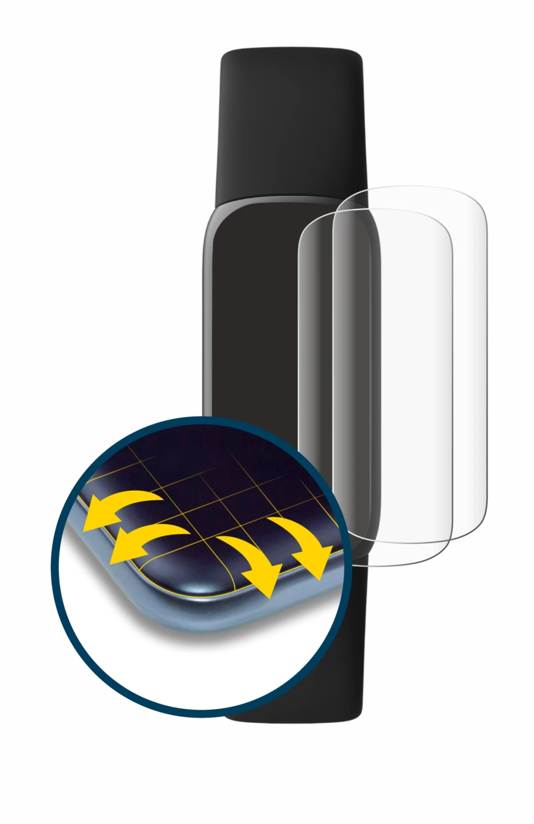 Imagen del dispositivo Fitbit Luxe con una amplia variedad de protectores de pantalla.