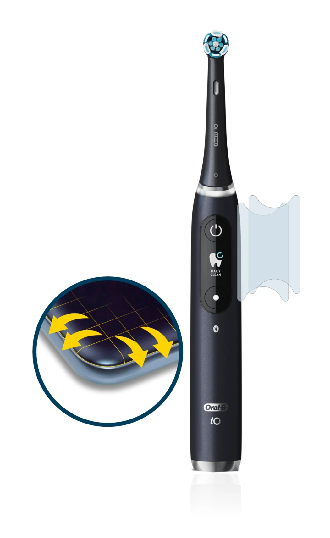 Imagen del dispositivo Oral-B iO 9 con una amplia variedad de protectores de pantalla.