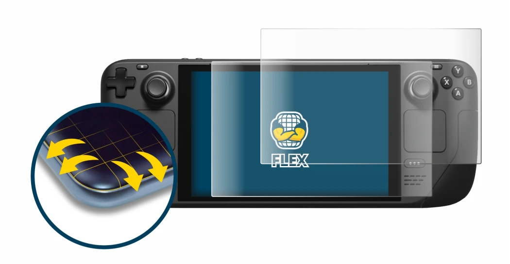 Imagen del dispositivo Valve Steam Deck con una amplia variedad de protectores de pantalla.