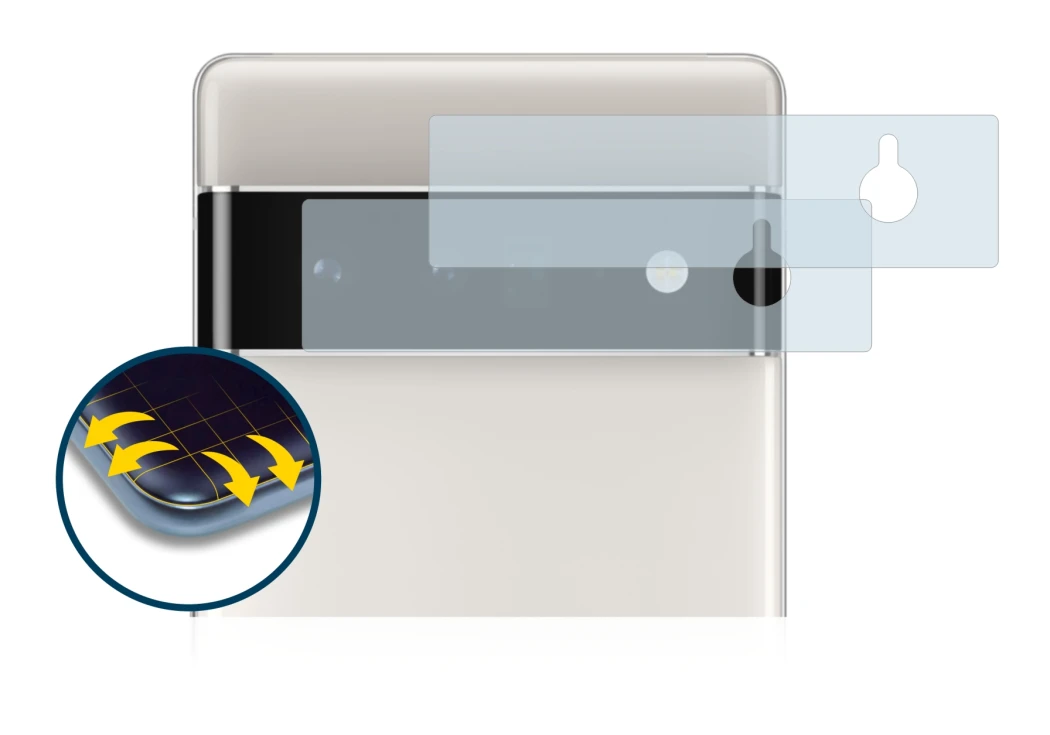 Imagen del dispositivo Google Pixel 6 Pro (SÓLO Cámara) con una amplia variedad de protectores de pantalla.