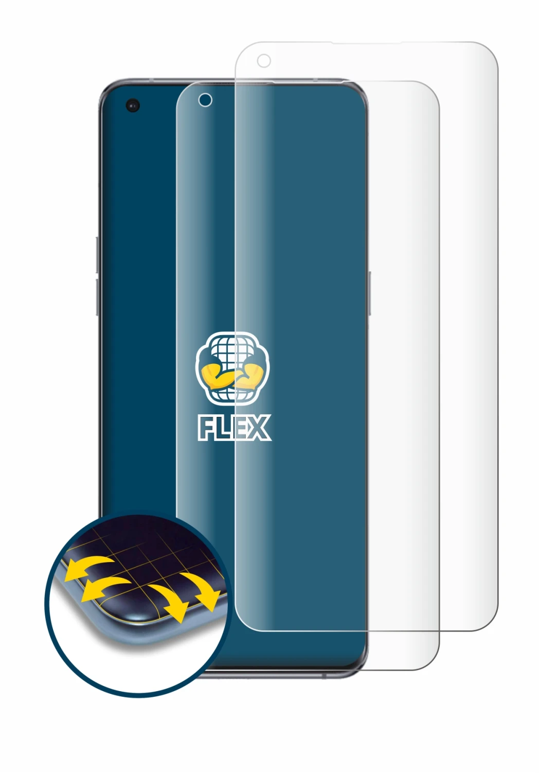 Imagen del dispositivo Oppo Find X5 Pro con una amplia variedad de protectores de pantalla.