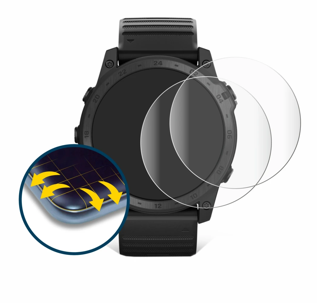 Imagen del dispositivo Garmin Tactix 7 Pro Ballistics con una amplia variedad de protectores de pantalla.