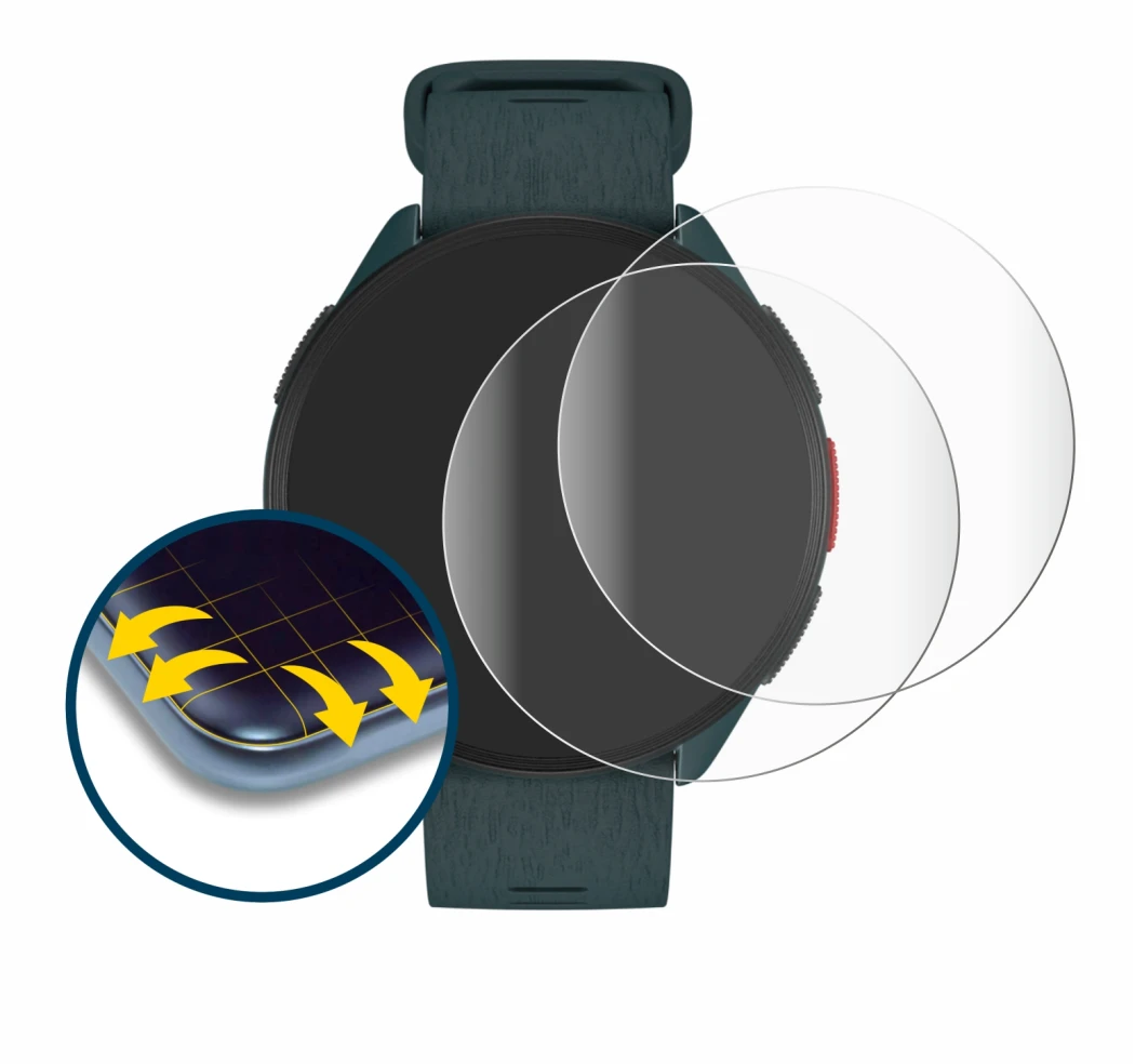 Imagen del dispositivo Polar Pacer con una amplia variedad de protectores de pantalla.