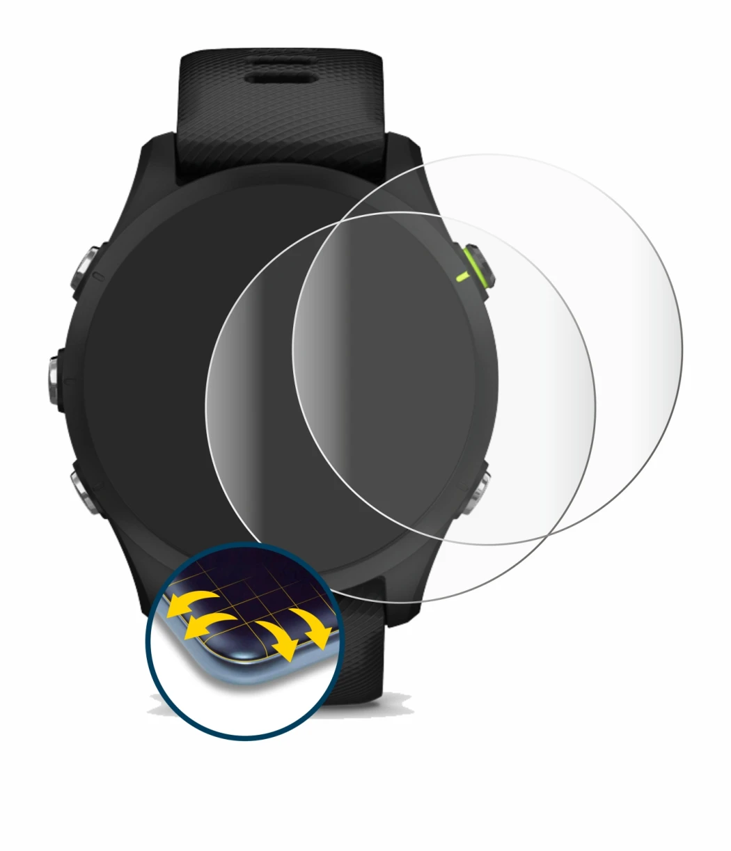 Imagen del dispositivo Garmin Forerunner 255 con una amplia variedad de protectores de pantalla.