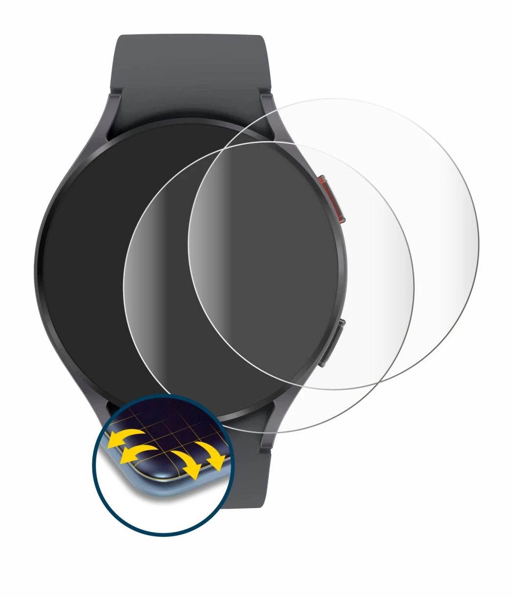 Imagen del dispositivo Samsung Galaxy Watch 5 (44mm) con una amplia variedad de protectores de pantalla.