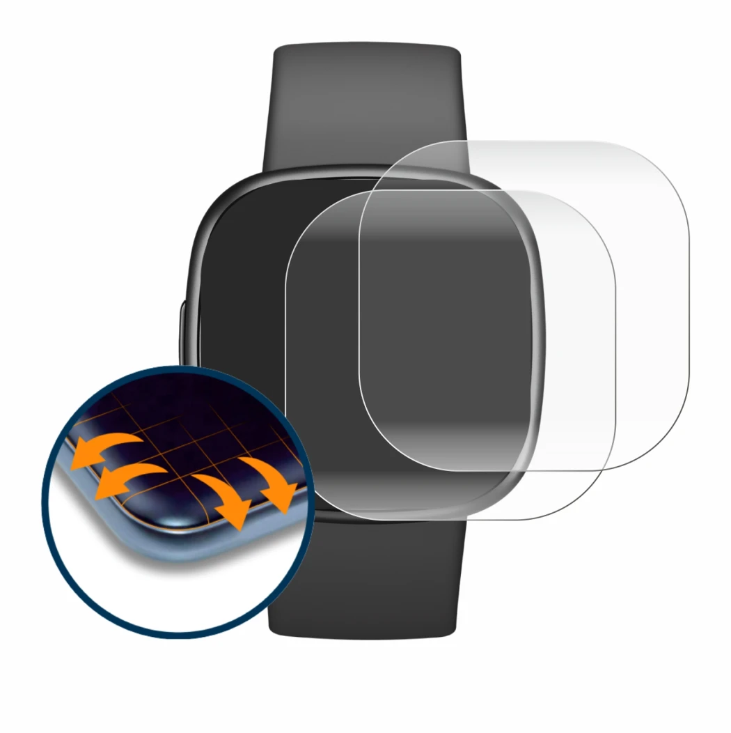 Imagen del dispositivo Fitbit Sense 2 con una amplia variedad de protectores de pantalla.