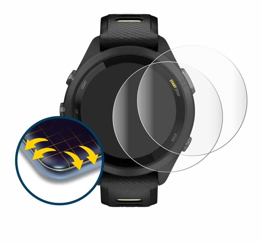 Imagen del dispositivo Garmin Forerunner 265S (42 mm) con una amplia variedad de protectores de pantalla.