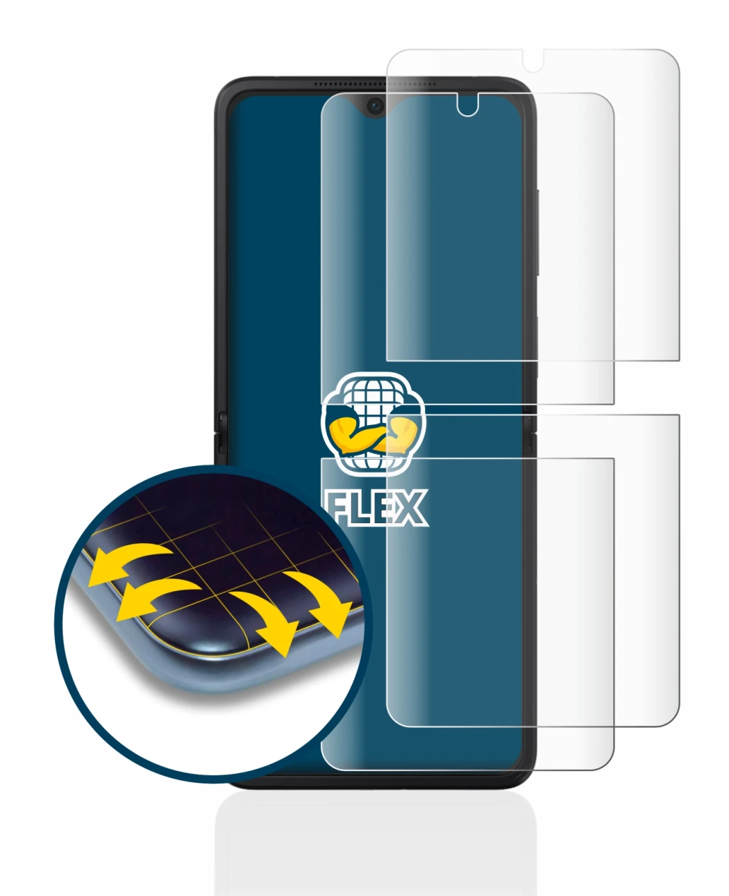 Imagen del dispositivo Oppo Find N2 Flip con una amplia variedad de protectores de pantalla.