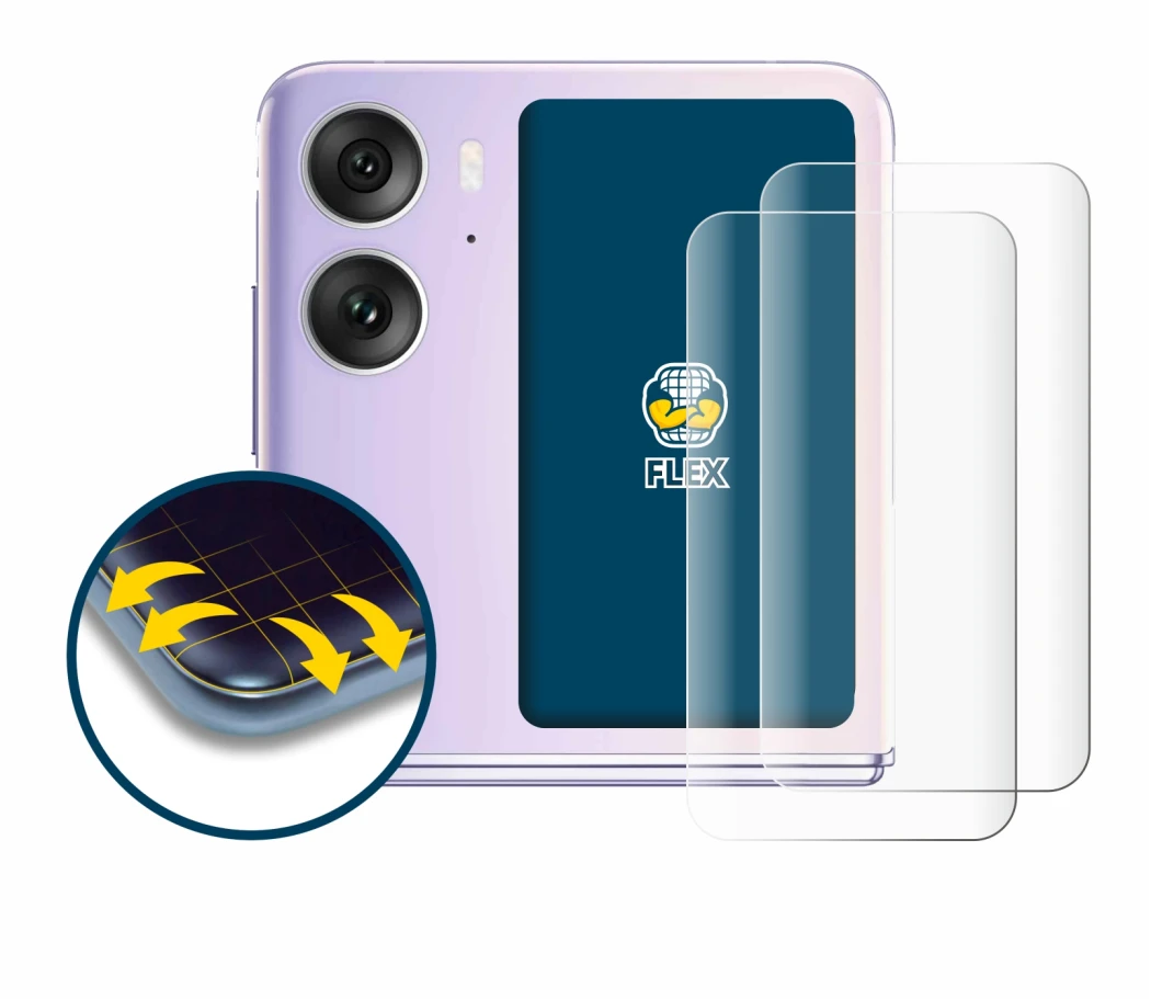 Imagen del dispositivo Oppo Find N2 Flip (Pantalla trasera) con una amplia variedad de protectores de pantalla.