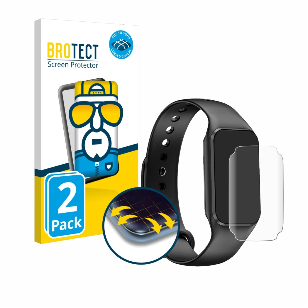 Parte frontal de un envase de producto con el logotipo de la marca BROTECT. Al lado se muestra el dispositivo Blackview BV-R1