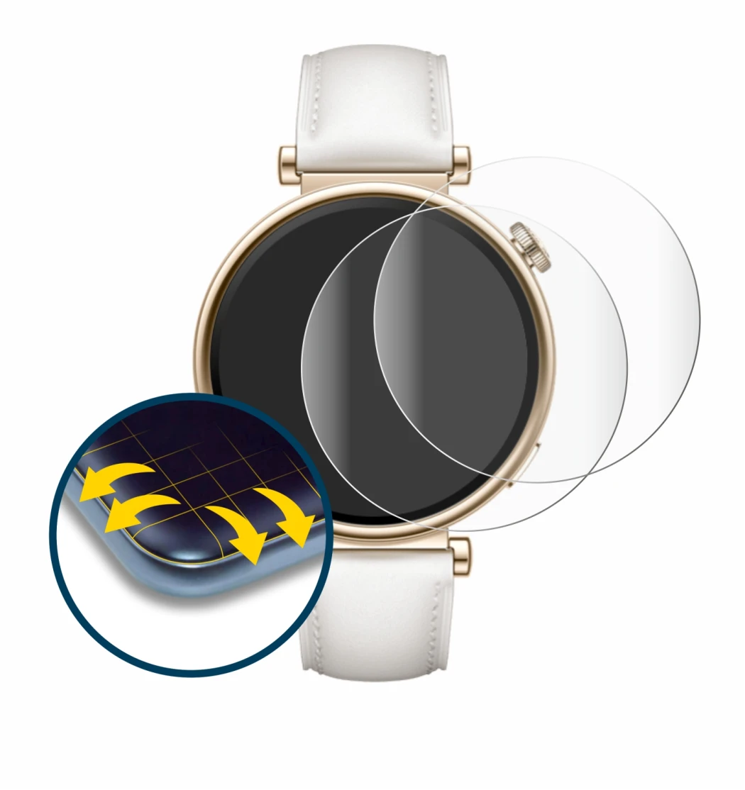 Imagen del dispositivo Huawei Watch GT 4 (41mm) con una amplia variedad de protectores de pantalla.