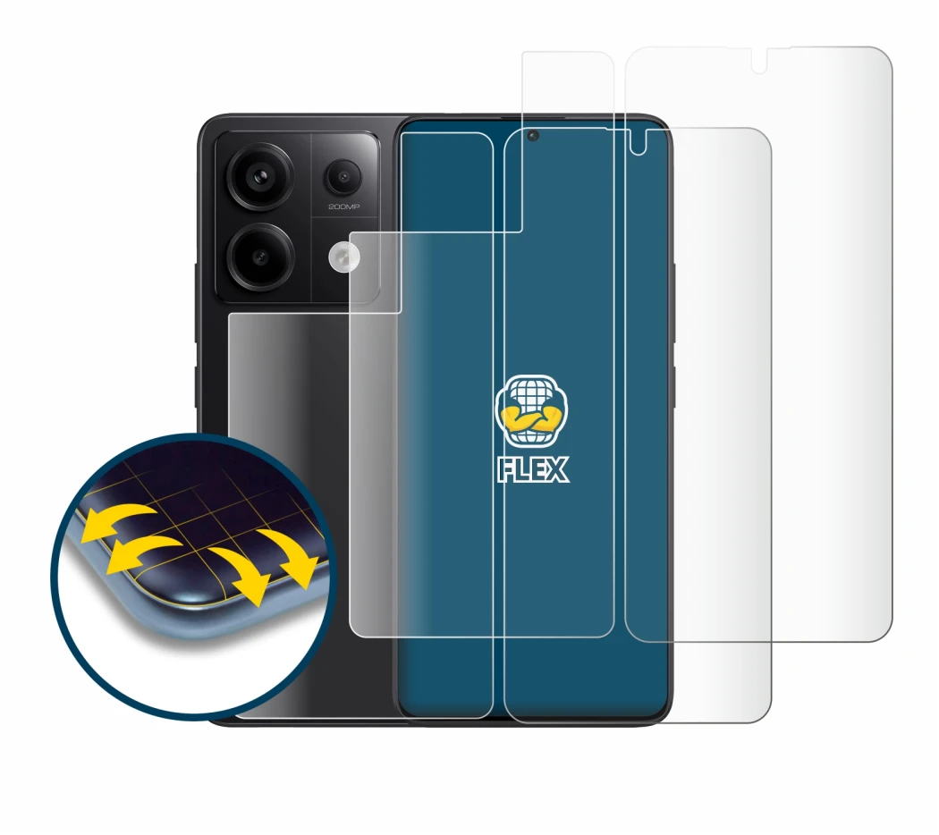 Imagen del dispositivo Xiaomi Redmi Note 13 Pro 5G (Frontal+Trasero) con una amplia variedad de protectores de pantalla.