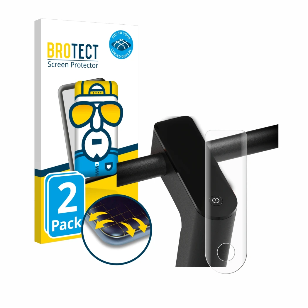 Parte frontal de un envase de producto con el logotipo de la marca BROTECT. Al lado se muestra el dispositivo Xiaomi Mi 4 Pro