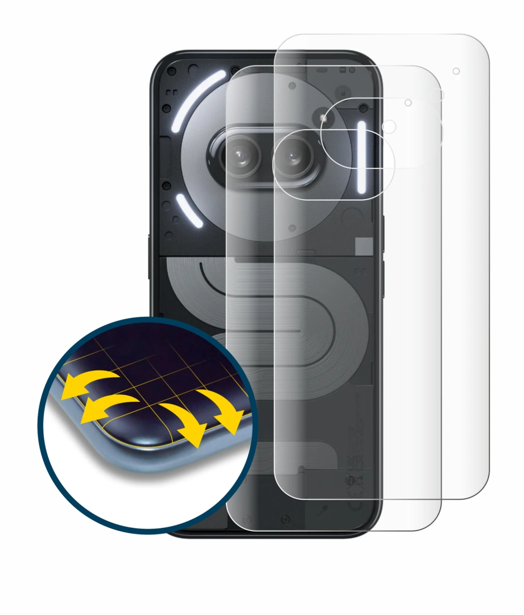 Imagen del dispositivo Nothing Phone (2a) Plus (Trasero) con una amplia variedad de protectores de pantalla.