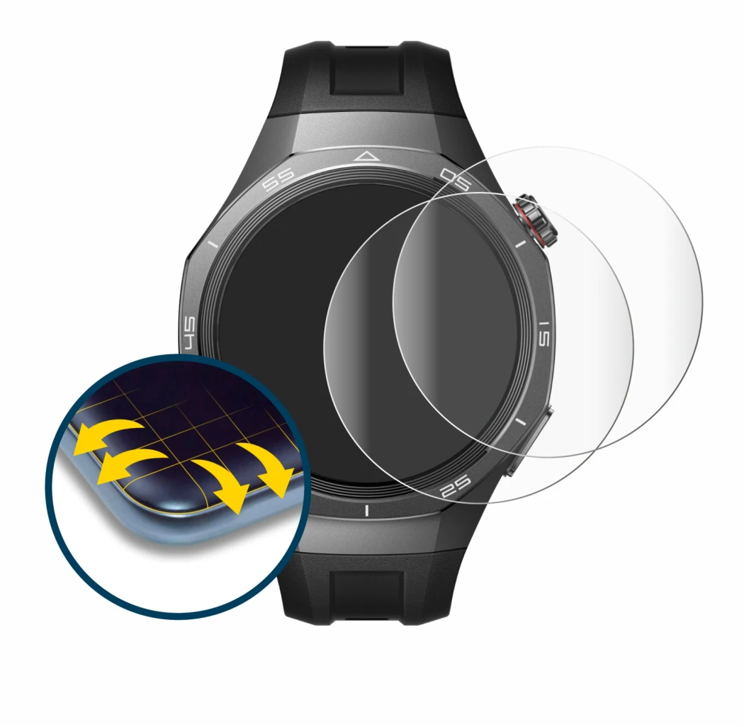 Imagen del dispositivo Huawei Watch GT 5 Pro (46 mm) con una amplia variedad de protectores de pantalla.