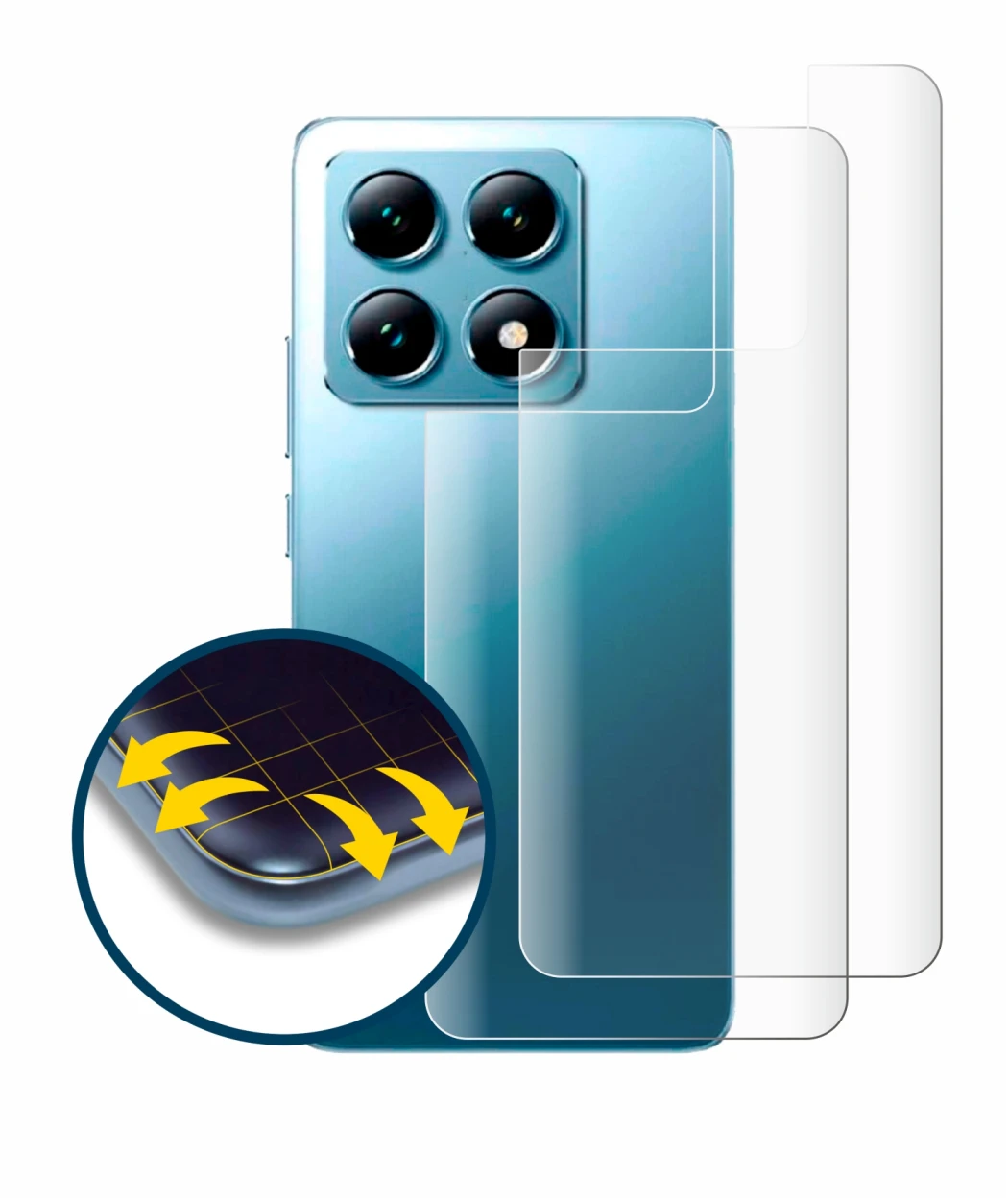 Imagen del dispositivo Xiaomi 14T (Trasero) con una amplia variedad de protectores de pantalla.