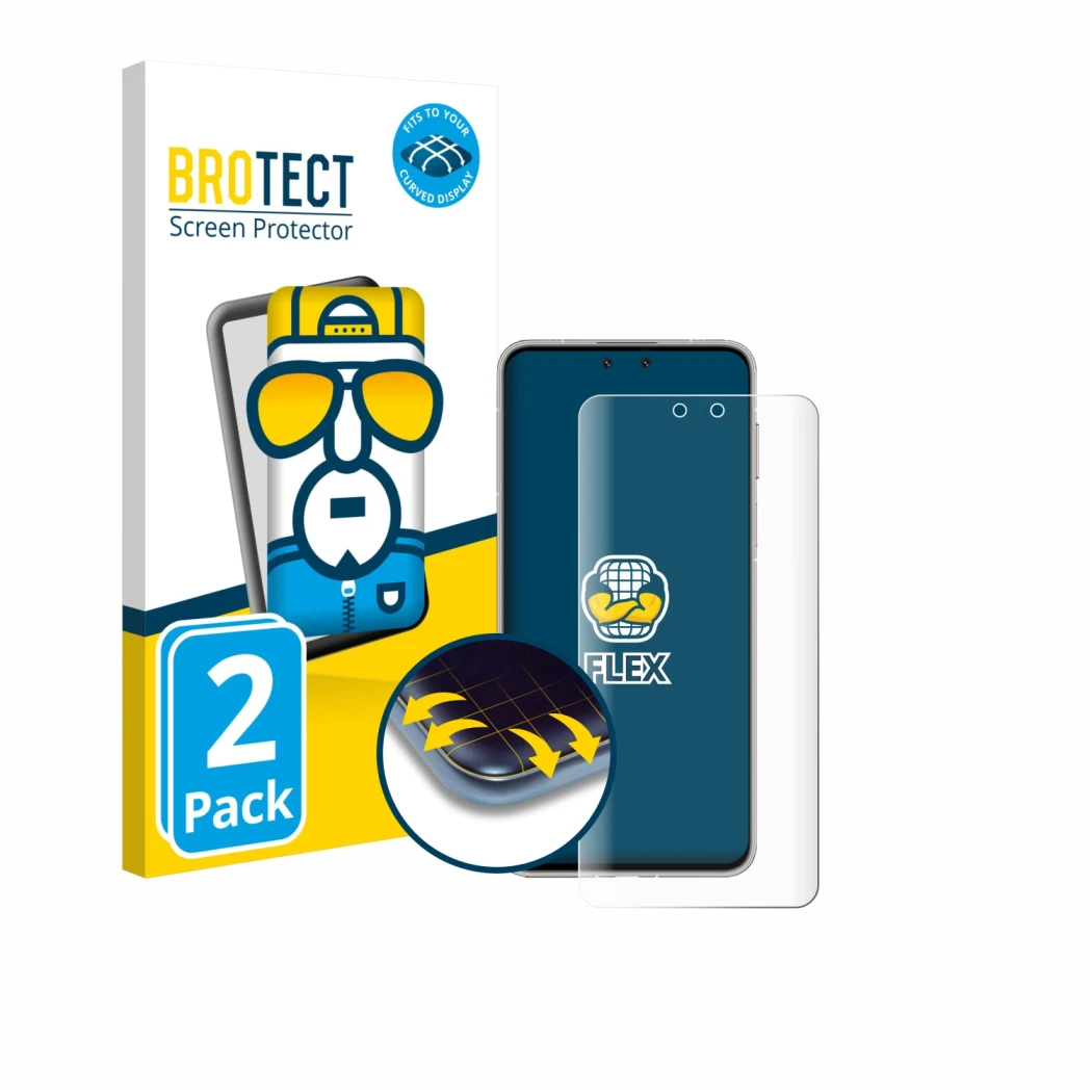 Parte frontal de un envase de producto con el logotipo de la marca BROTECT. Al lado se muestra el dispositivo Huawei Mate 70 P