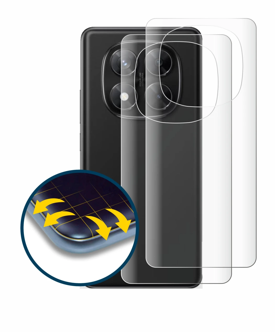 Imagen del dispositivo Xiaomi Redmi Note 14 Pro (Trasero) con una amplia variedad de protectores de pantalla.