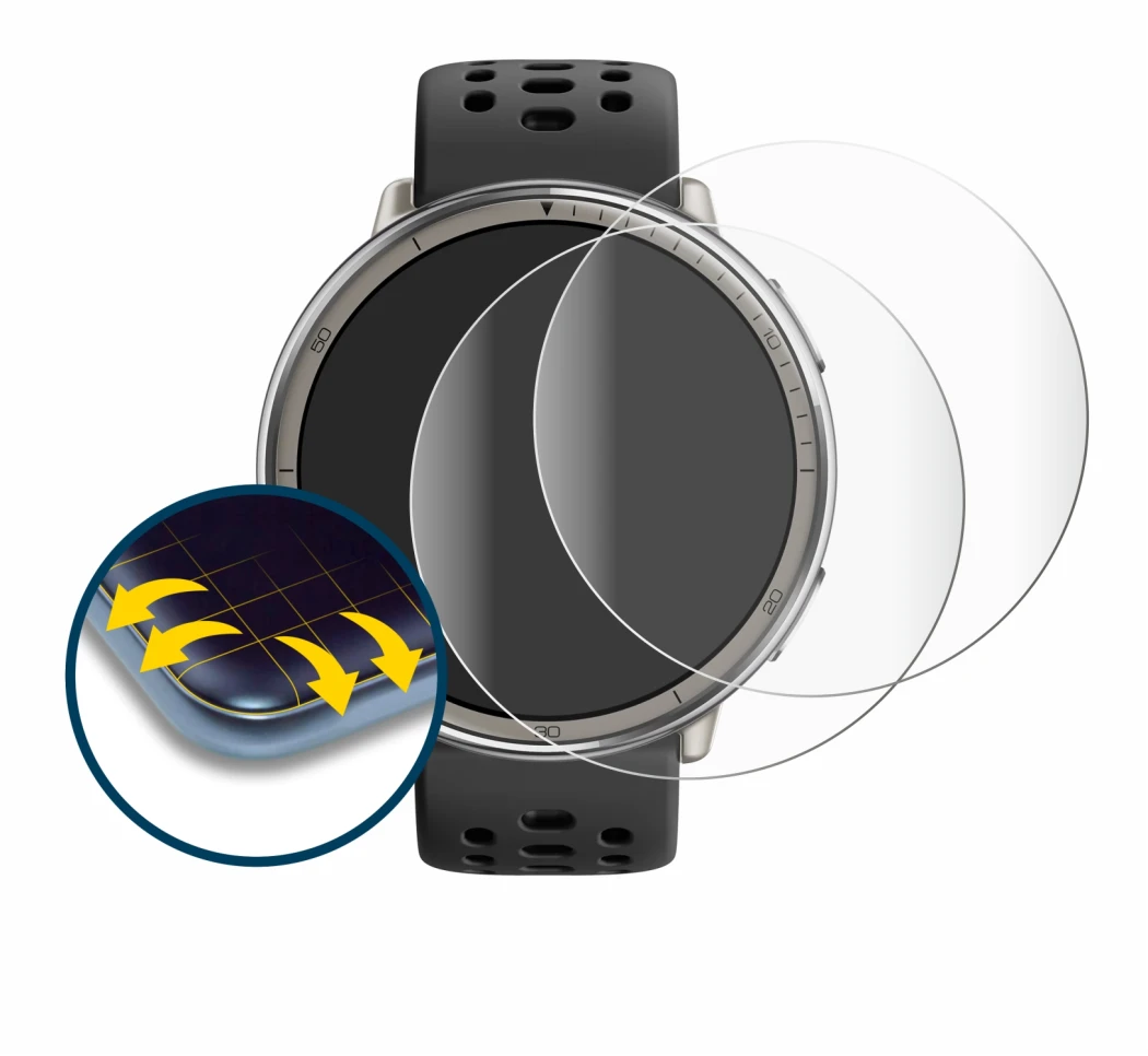 Imagen del dispositivo Amazfit Active 2 con una amplia variedad de protectores de pantalla.