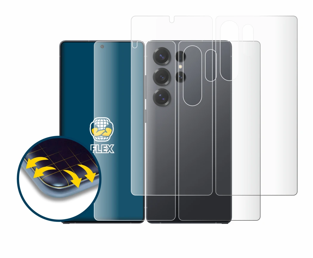 Imagen del dispositivo Samsung Galaxy S25 Ultra Enterprise Edition (Frontal+Trasero) con una amplia variedad de protectores de