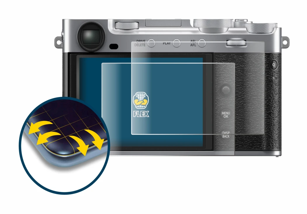 Imagen del dispositivo Fujifilm X-E5 con una amplia variedad de protectores de pantalla.