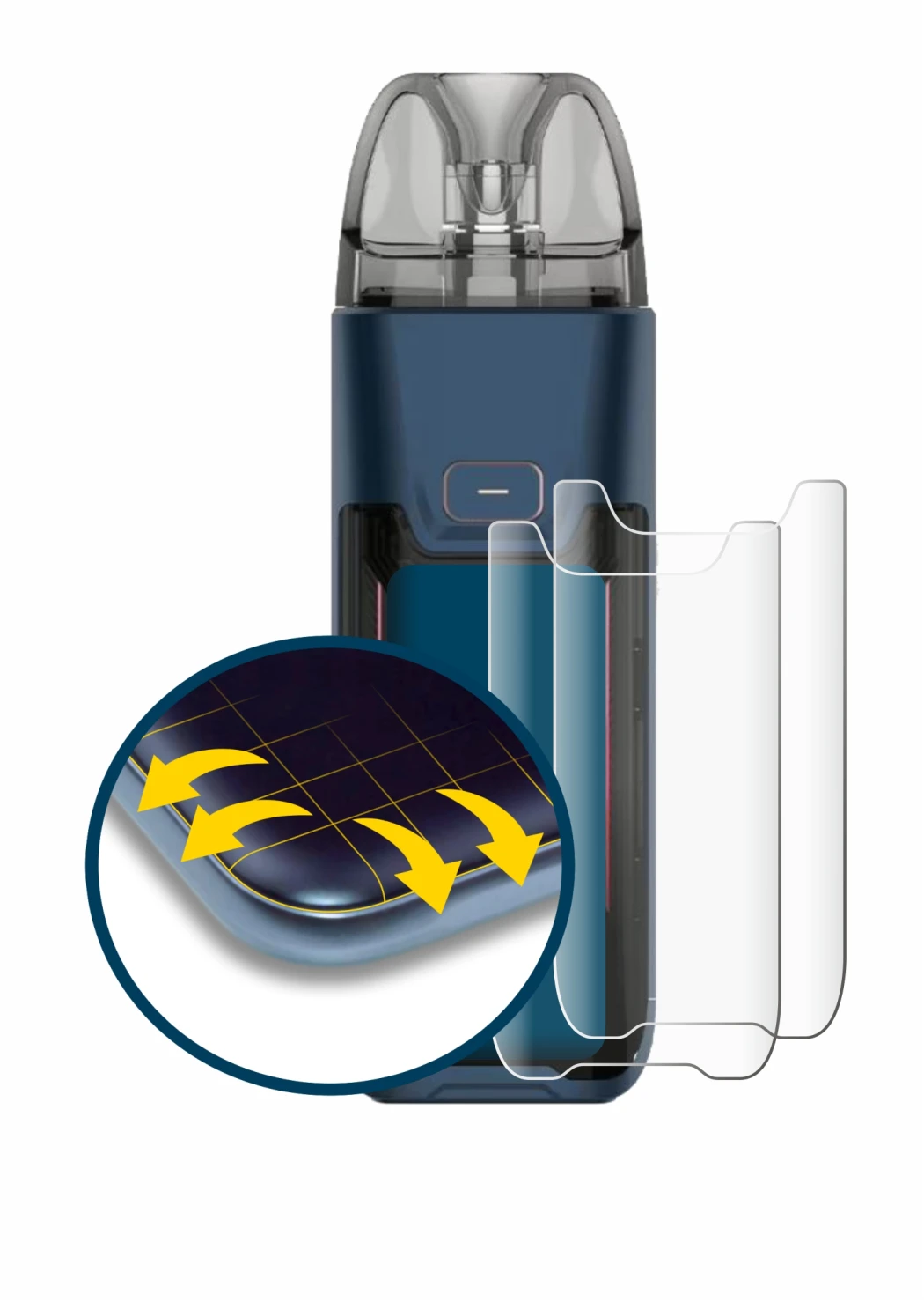 Imagen del dispositivo Vaporesso Luxe XR Max 2 con una amplia variedad de protectores de pantalla.