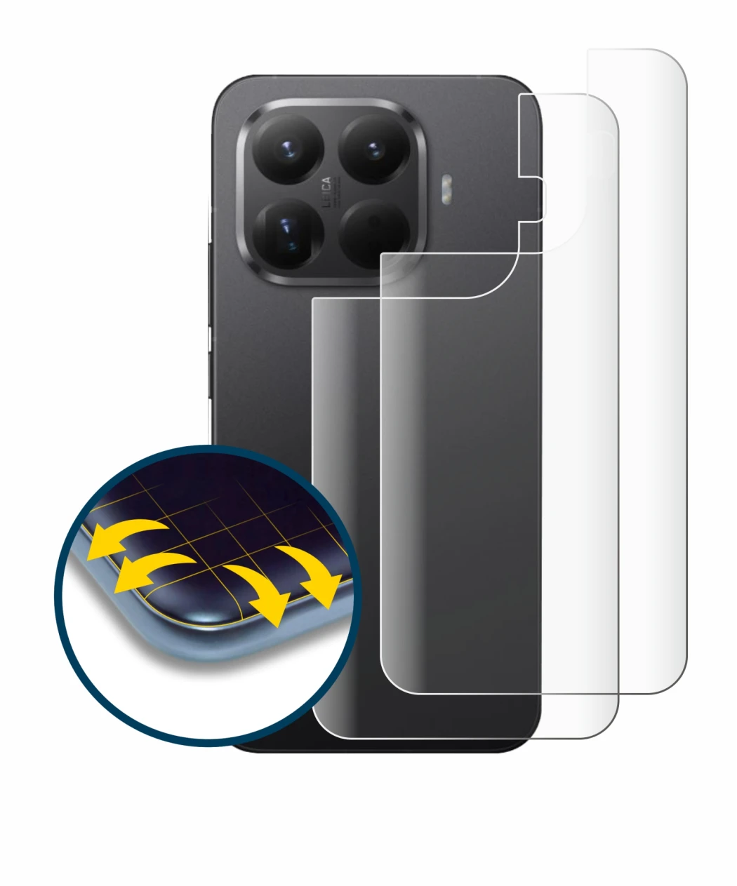 Imagen del dispositivo Xiaomi 15T Pro (Trasero) con una amplia variedad de protectores de pantalla.