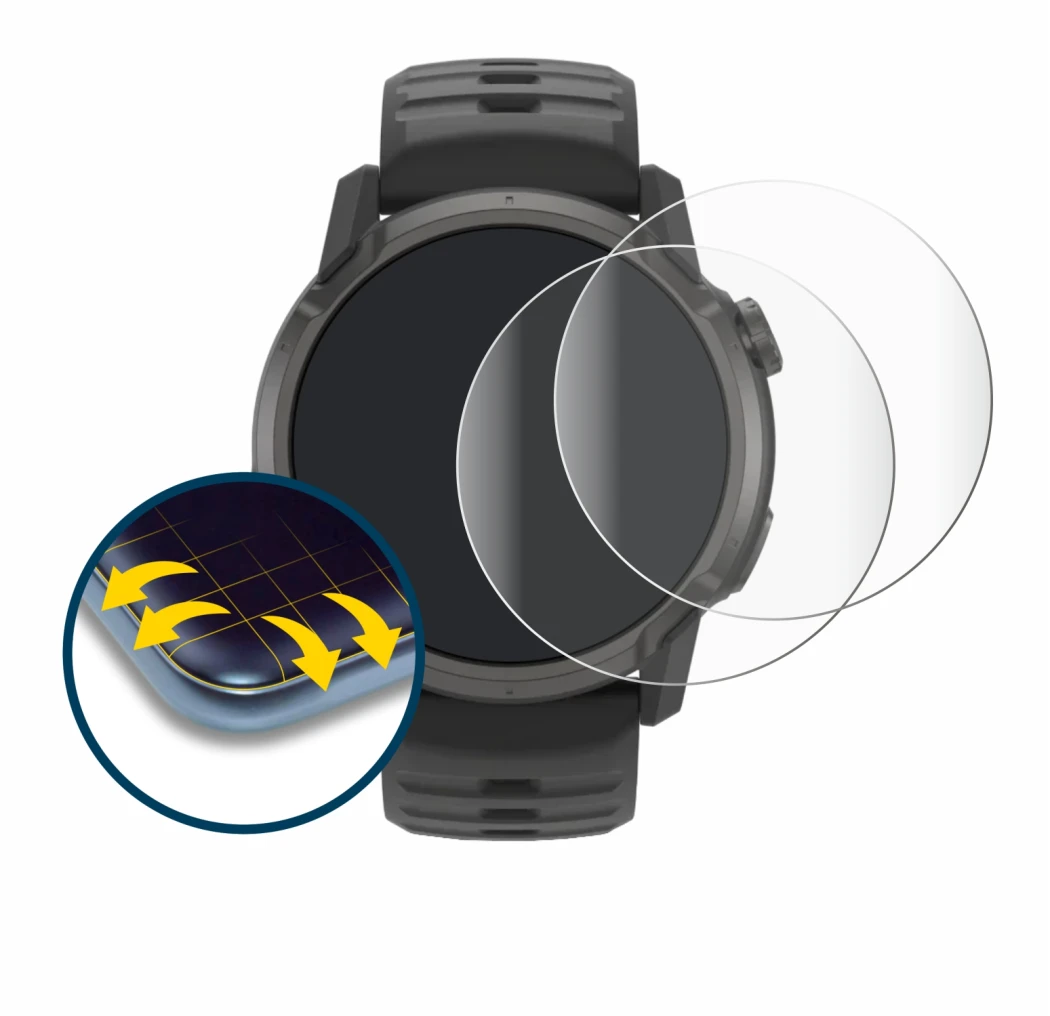 Imagen del dispositivo Coros Apex 4 (42 mm) con una amplia variedad de protectores de pantalla.