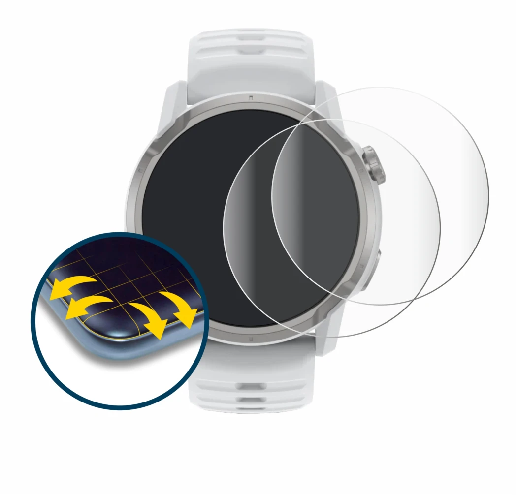 Imagen del dispositivo Coros Apex 4 (46 mm) con una amplia variedad de protectores de pantalla.
