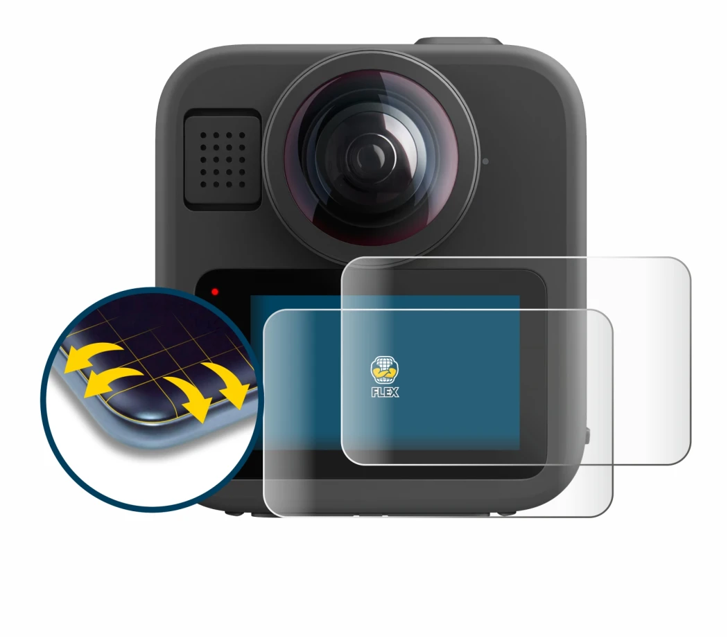 Imagen del dispositivo GoPro Max 2 con una amplia variedad de protectores de pantalla.