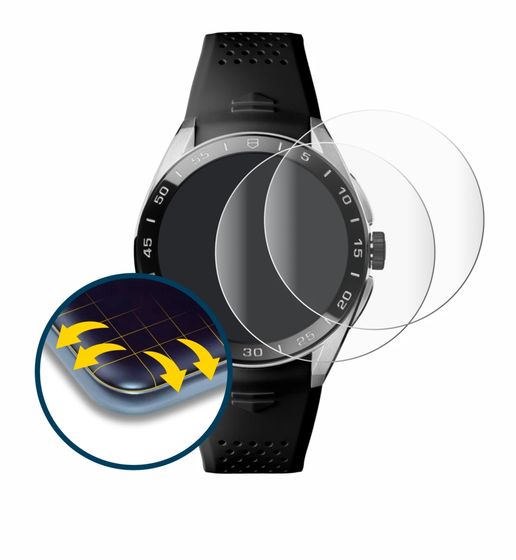 Imagen del dispositivo TAG Heuer Connected Calibre E5 (45 mm) con una amplia variedad de protectores de pantalla.