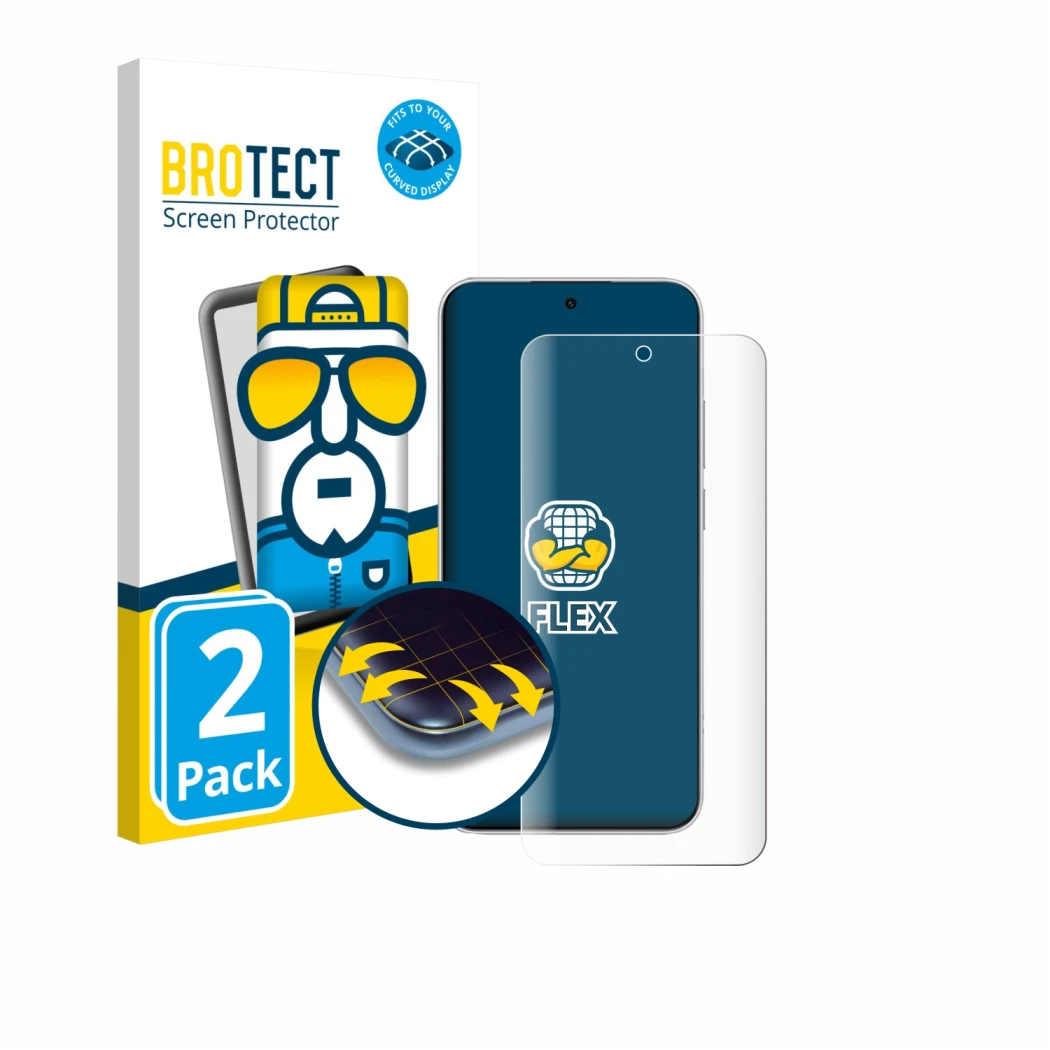 Parte frontal de un envase de producto con el logotipo de la marca BROTECT. Al lado se muestra el dispositivo Xiaomi Redmi Not