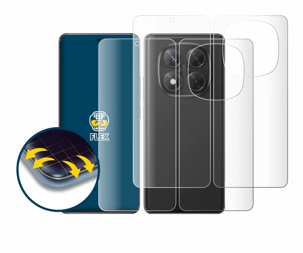 Imagen del dispositivo Xiaomi Redmi Note 14 Pro 4G (Frontal+Trasero) con una amplia variedad de protectores de pantalla.