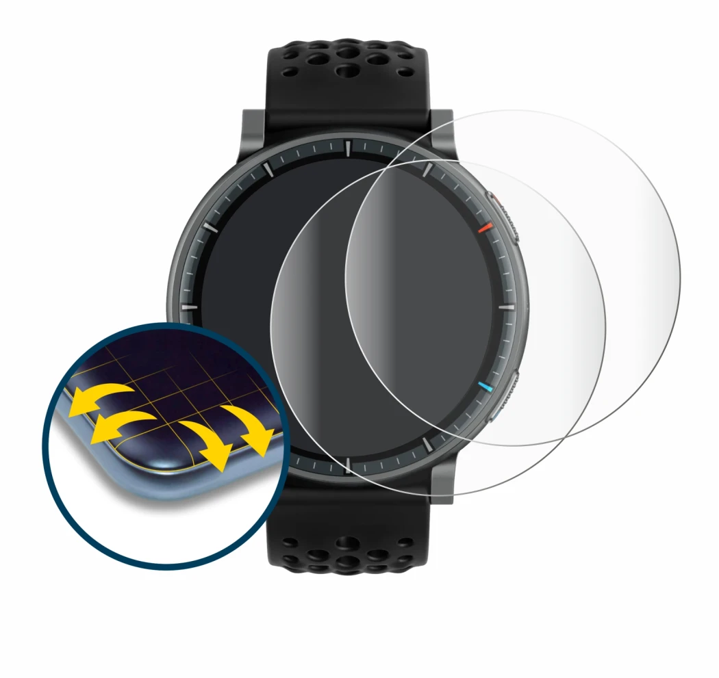 Imagen del dispositivo Amazfit Active Max con una amplia variedad de protectores de pantalla.