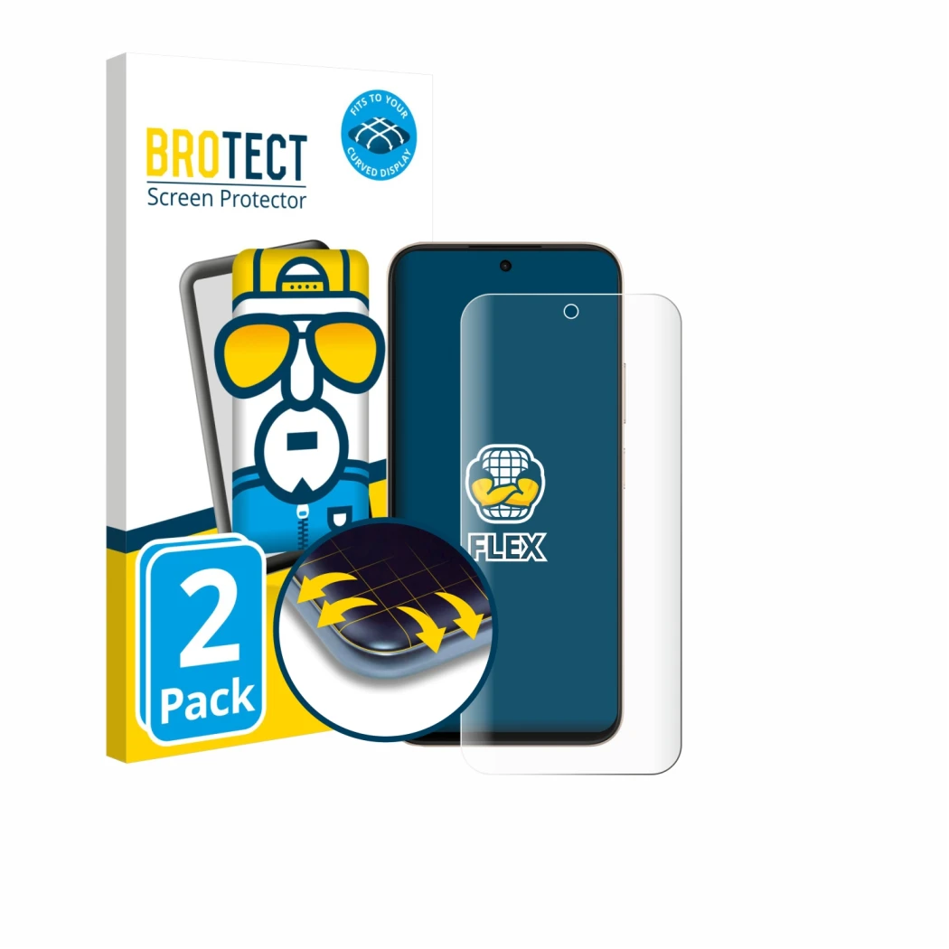 Parte frontal de un envase de producto con el logotipo de la marca BROTECT. Al lado se muestra el dispositivo Oppo A6t Pro 4G 