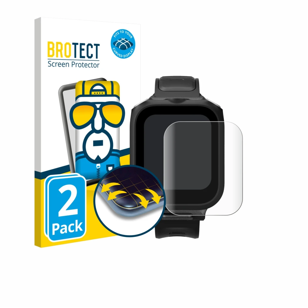 Parte frontal de un envase de producto con el logotipo de la marca BROTECT. Al lado se muestra el dispositivo Insta360 GPS pre