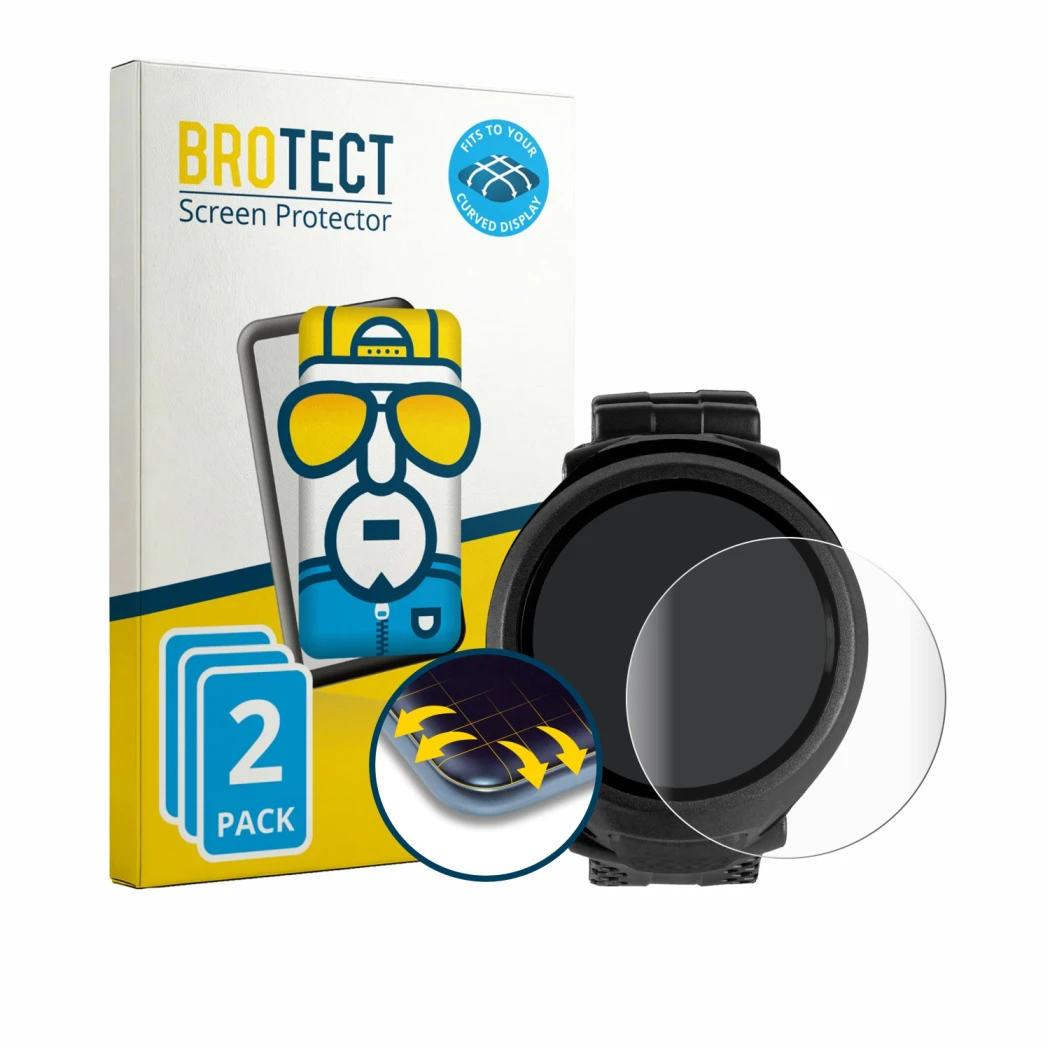 Parte frontal de un envase de producto con el logotipo de la marca BROTECT. Al lado se muestra el dispositivo Mares Puck Lite