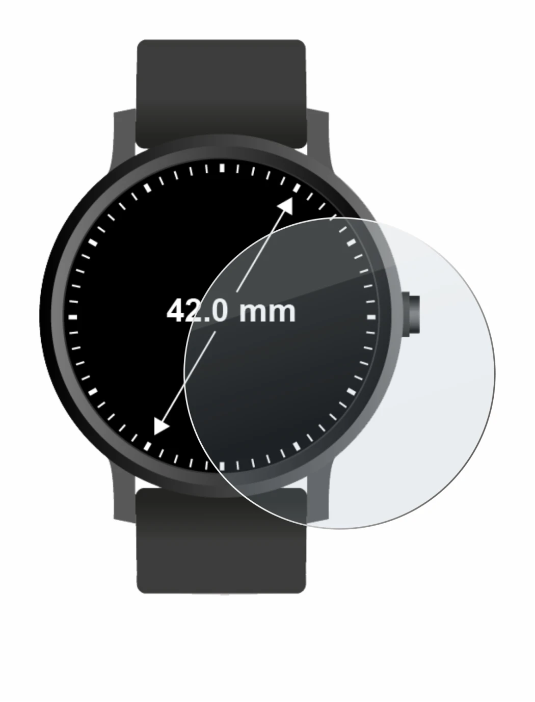 Imagen del dispositivo Relojes (Circular, ø: 42 mm) con una amplia variedad de protectores de pantalla.