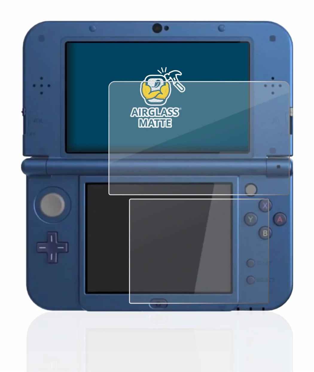 Imagen del dispositivo Nintendo New 3DS XL con una amplia variedad de protectores de pantalla.