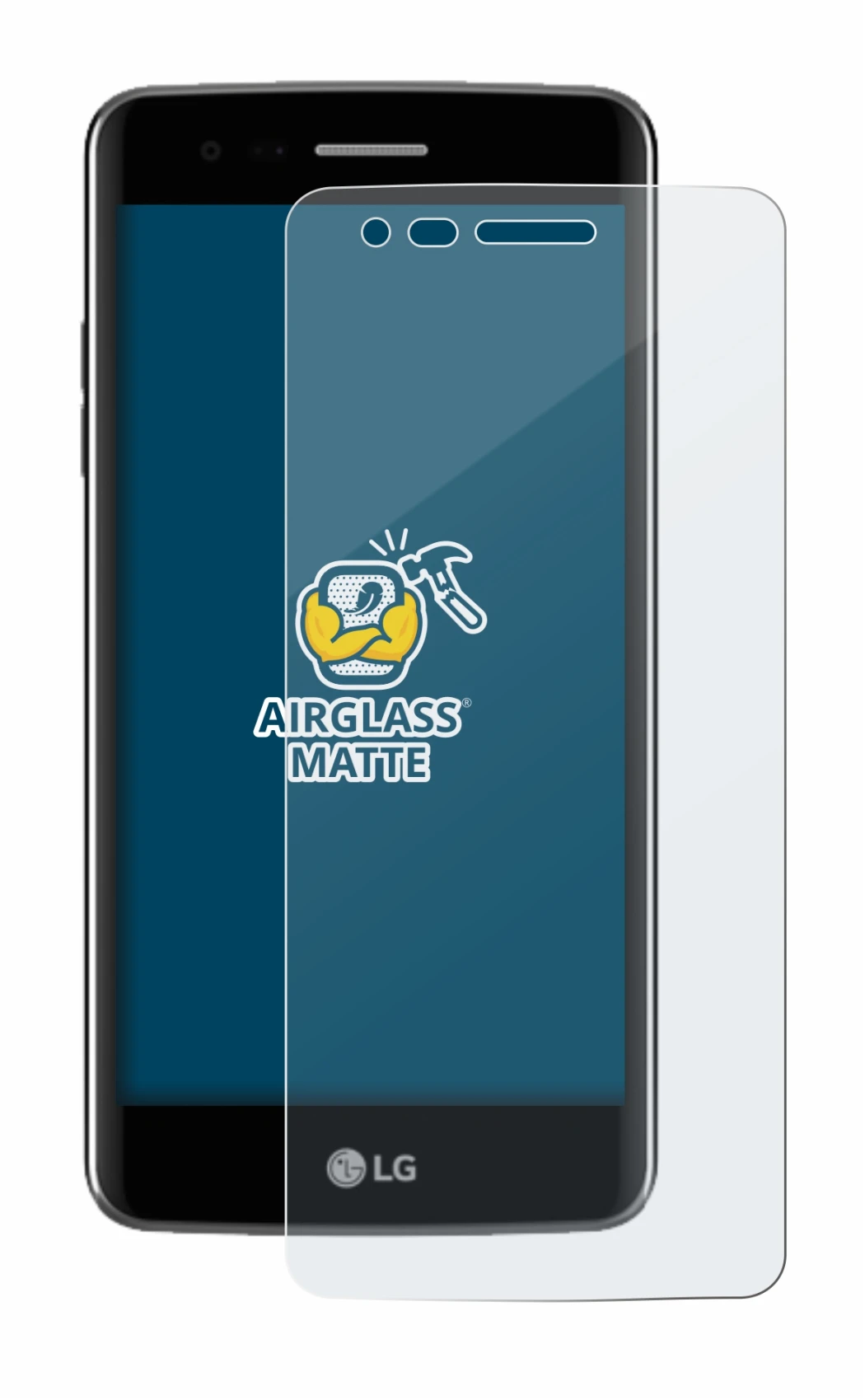 Imagen del dispositivo LG K8 2017 con una amplia variedad de protectores de pantalla.