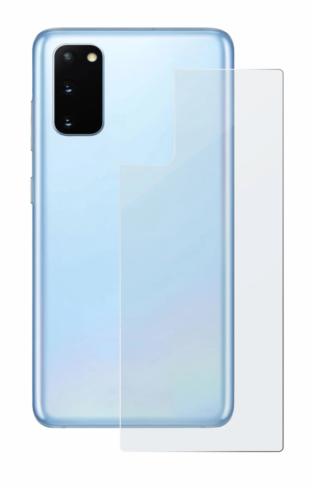 Imagen del dispositivo Samsung Galaxy S20 (Trasero) con una amplia variedad de protectores de pantalla.