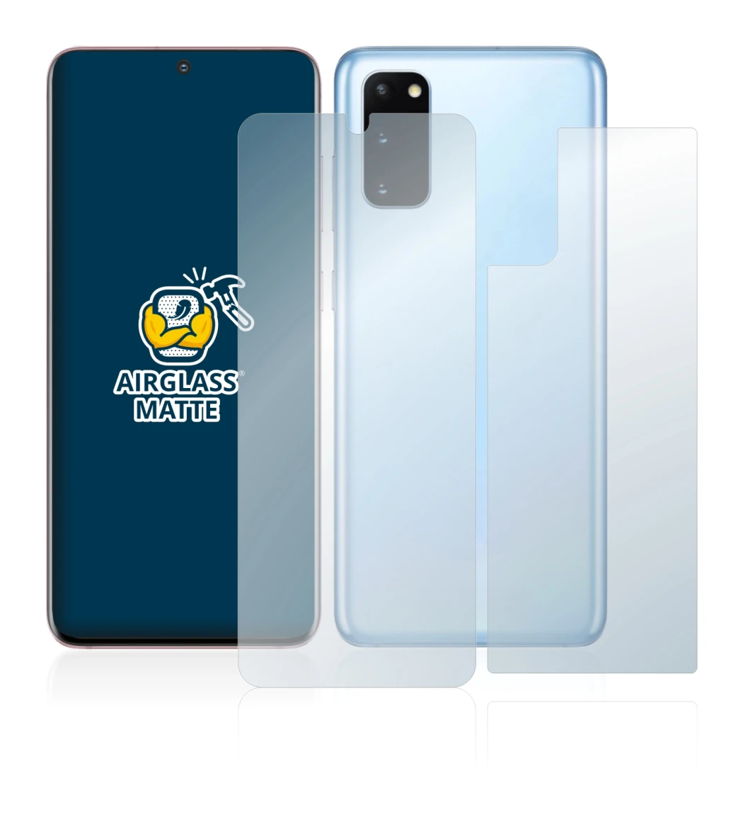 Imagen del dispositivo Samsung Galaxy S20 (Frontal+Trasero) con una amplia variedad de protectores de pantalla.