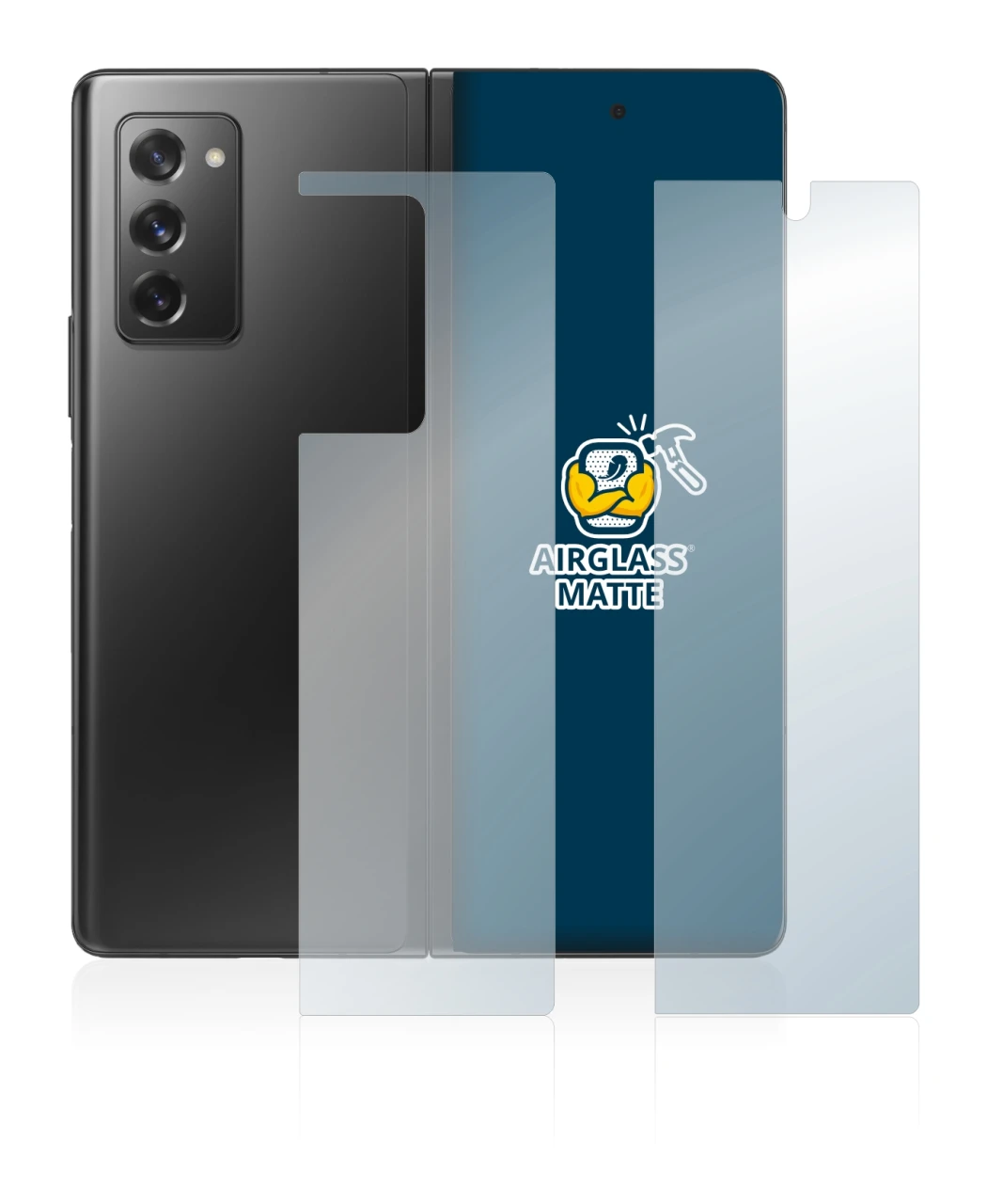 Imagen del dispositivo Samsung Galaxy Z Fold 2 5G (Frontal+Trasero) con una amplia variedad de protectores de pantalla.