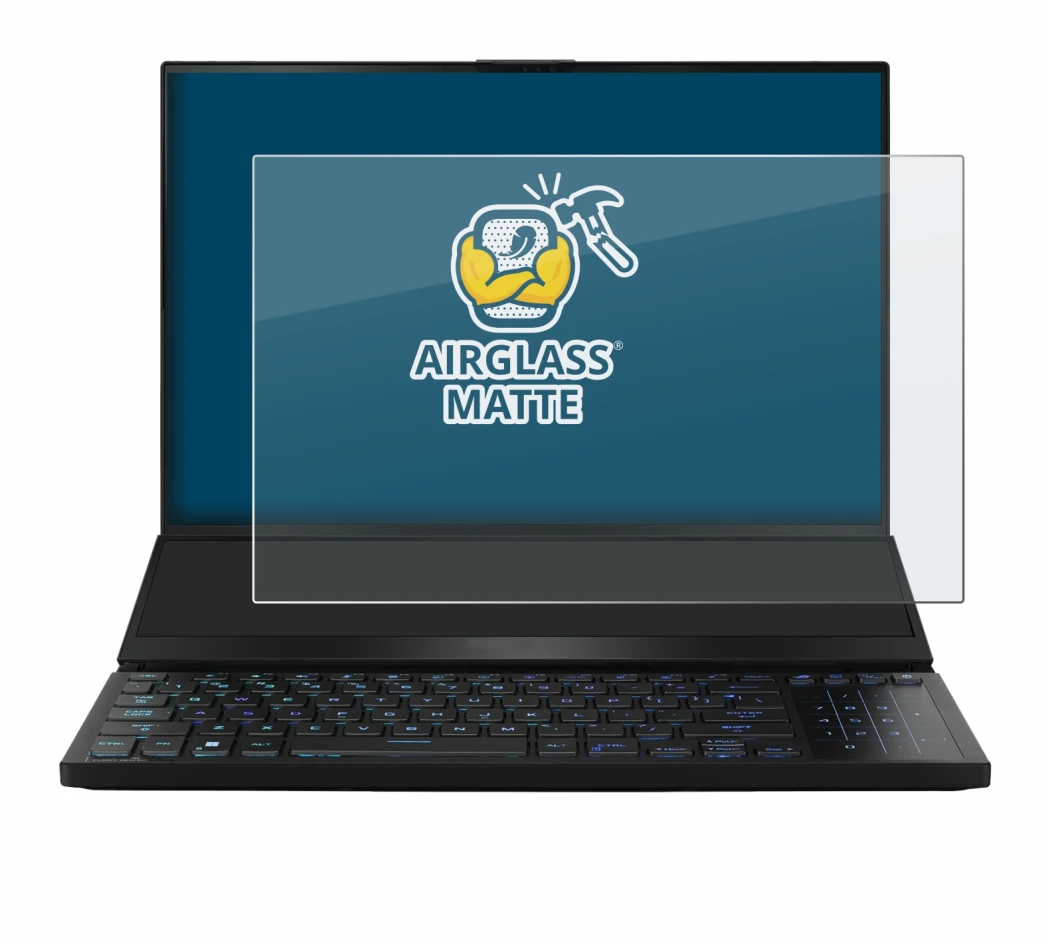 Imagen del dispositivo ASUS ROG Zephyrus Duo 16 2023 con una amplia variedad de protectores de pantalla.