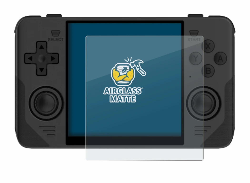 Imagen del dispositivo Powkiddy RGB30 con una amplia variedad de protectores de pantalla.