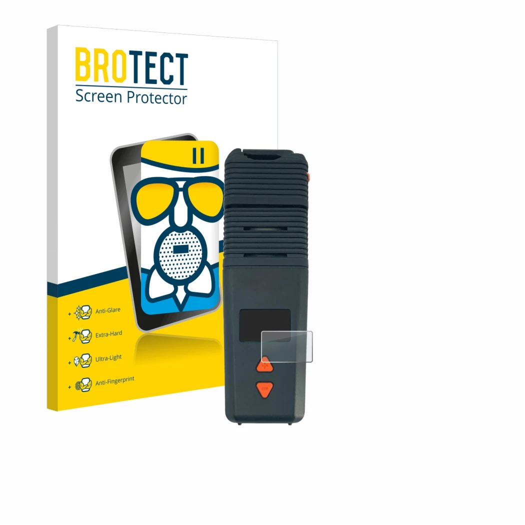 Parte frontal de un envase de producto con el logotipo de la marca BROTECT. Al lado se muestra el dispositivo Storz & Bickel V