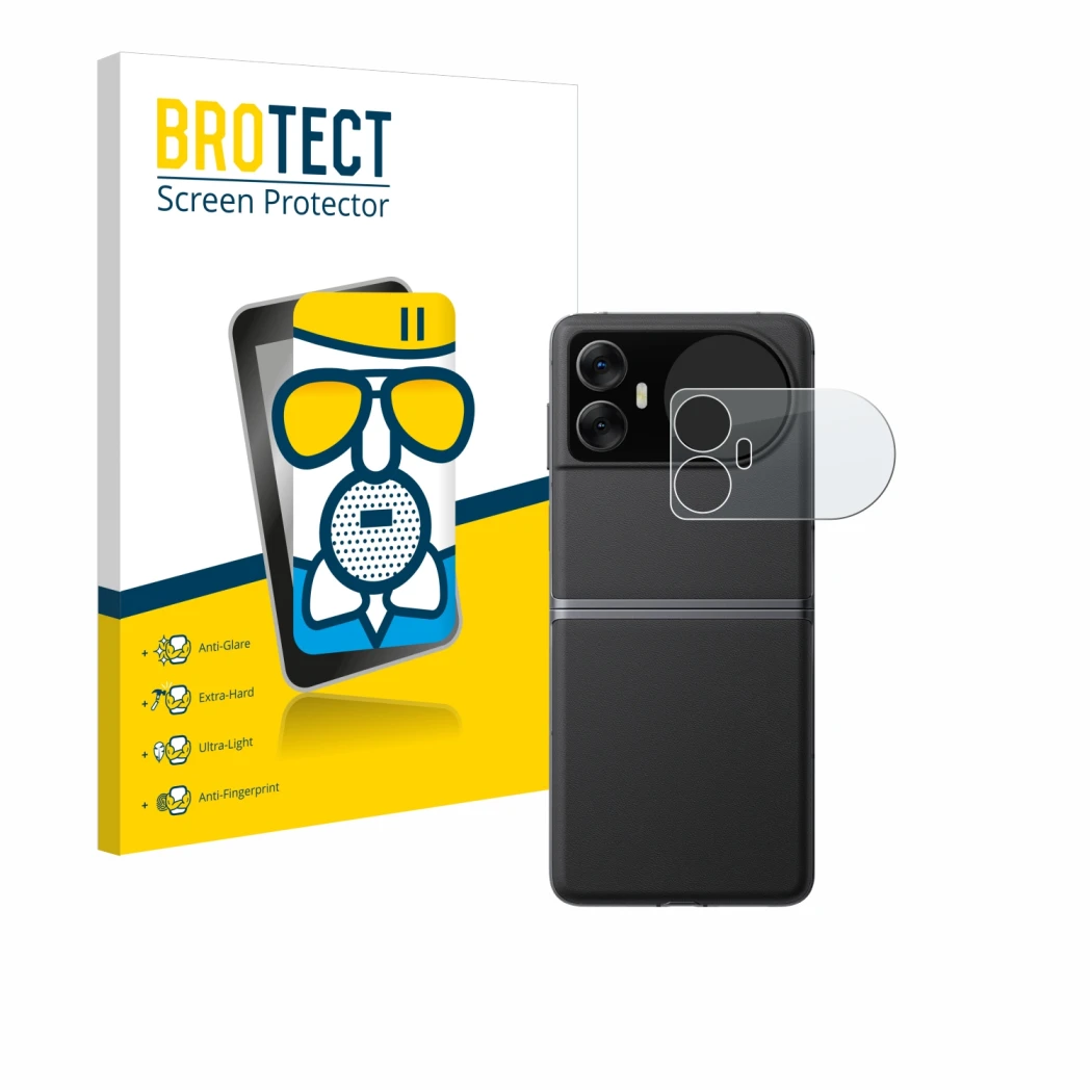 Parte frontal de un envase de producto con el logotipo de la marca BROTECT. Al lado se muestra el dispositivo Blackview Hero 1