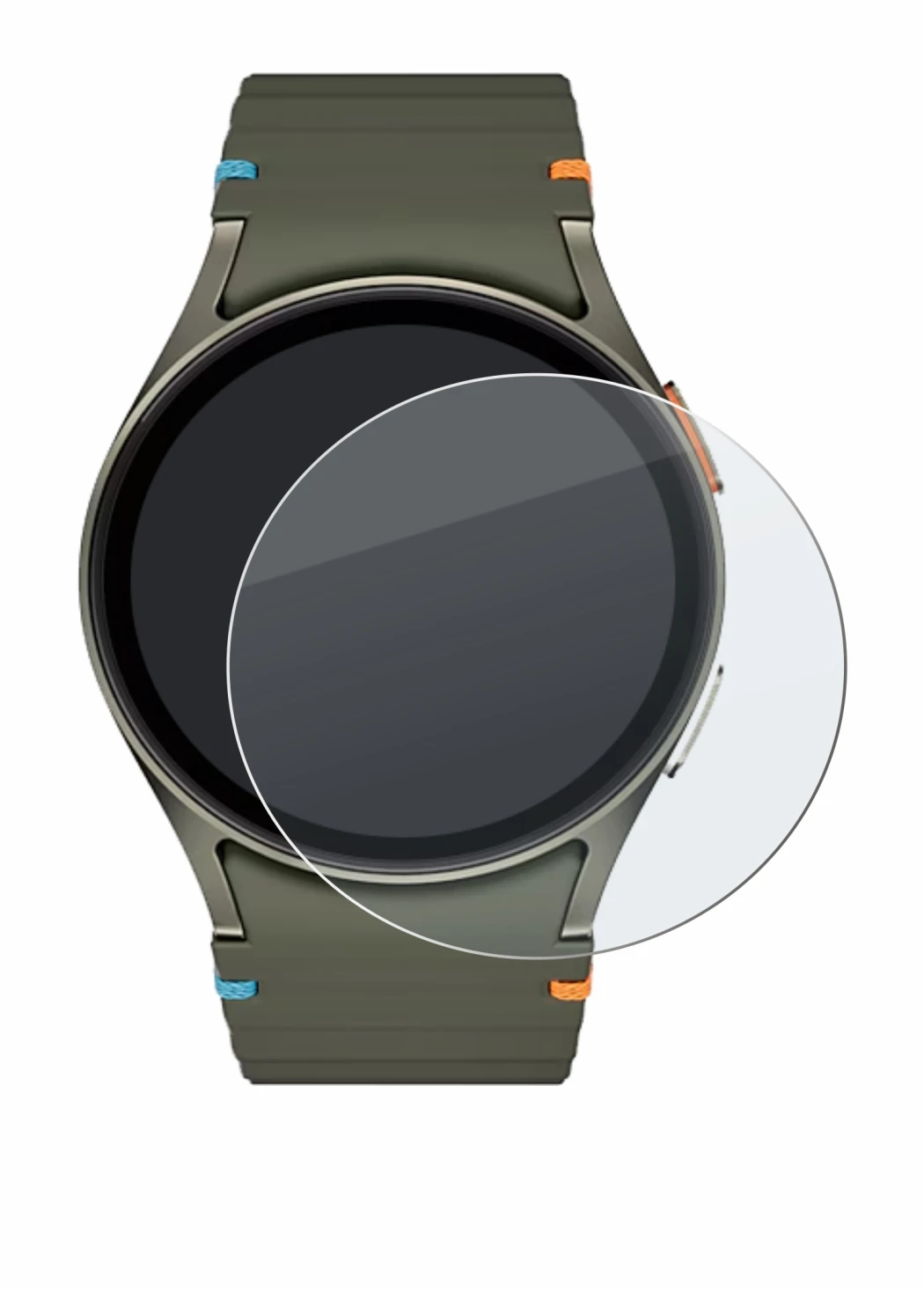 Imagen del dispositivo Samsung Galaxy Watch 7 (40 mm) con una amplia variedad de protectores de pantalla.